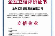 滄州匯霖管道科技有限公司企業(yè)立信評價證書 